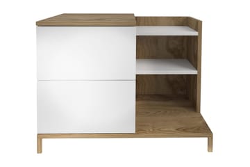 Rinorea yöpöytä 72x60 cm tammea laatikoilla ja säilytystilalla - Valkoinen - Huonekalut - Pöytä & ruokailuryhmä - Apupöytä & sivupöytä - Yöpöytä