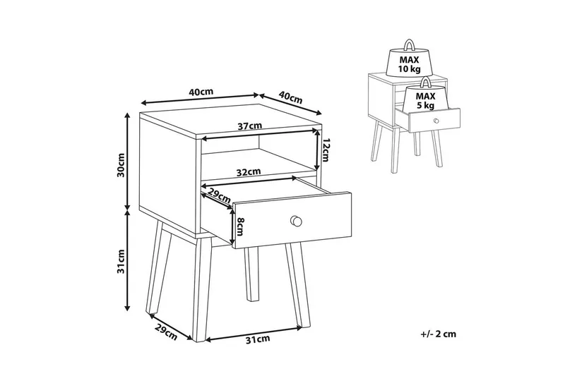 Yöpöytä Rodes - Huonekalut - Pöytä & ruokailuryhmä - Apupöytä & sivupöytä - Yöpöytä