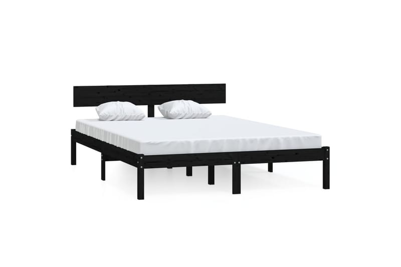 Sängynrunko musta täysi mänty 120x190 cm UK Small Double - Musta - Huonekalut - Pöytä & ruokailuryhmä - Apupöytä & sivupöytä - Yöpöytä