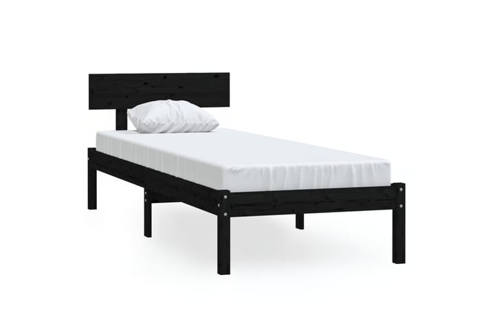 Sängynrunko musta täysi mänty 90x190 cm UK Single - Musta - Yöpöytä
