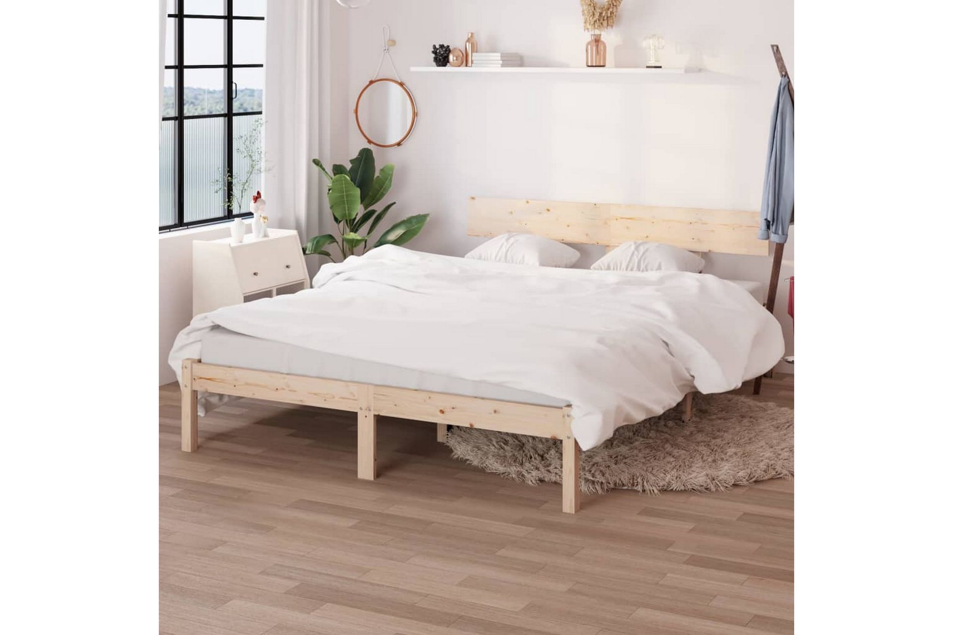 Sängynrunko täysi mänty 150x200 cm UK King - Ruskea - Huonekalut - Pöytä & ruokailuryhmä - Apupöytä & sivupöytä - Yöpöytä