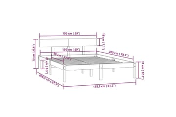 Sängynrunko täysi mänty 150x200 cm UK King - Ruskea - Huonekalut - Pöytä & ruokailuryhmä - Apupöytä & sivupöytä - Yöpöytä