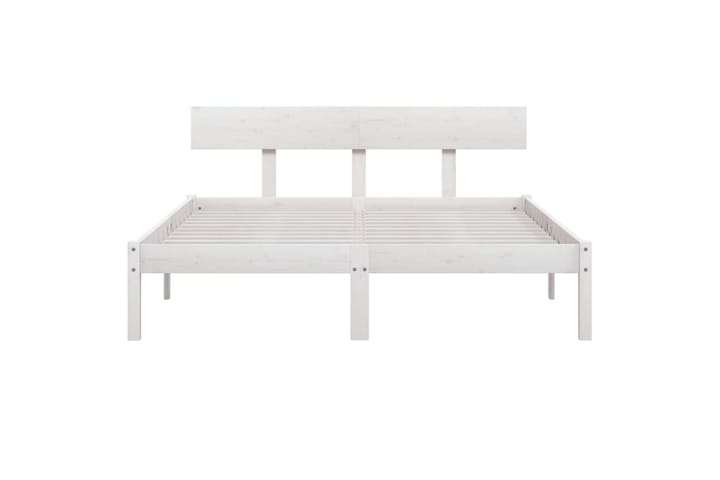 Sängynrunko valkoinen täysi mänty 150x200 cm UK King - Valkoinen - Yöpöytä