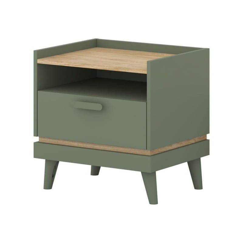 Yöpöytä Scandi 1 laatikko - Haalistunut vihreä - öljytty tammi - Huonekalut - Pöytä & ruokailuryhmä - Apupöytä & sivupöytä - Yöpöytä