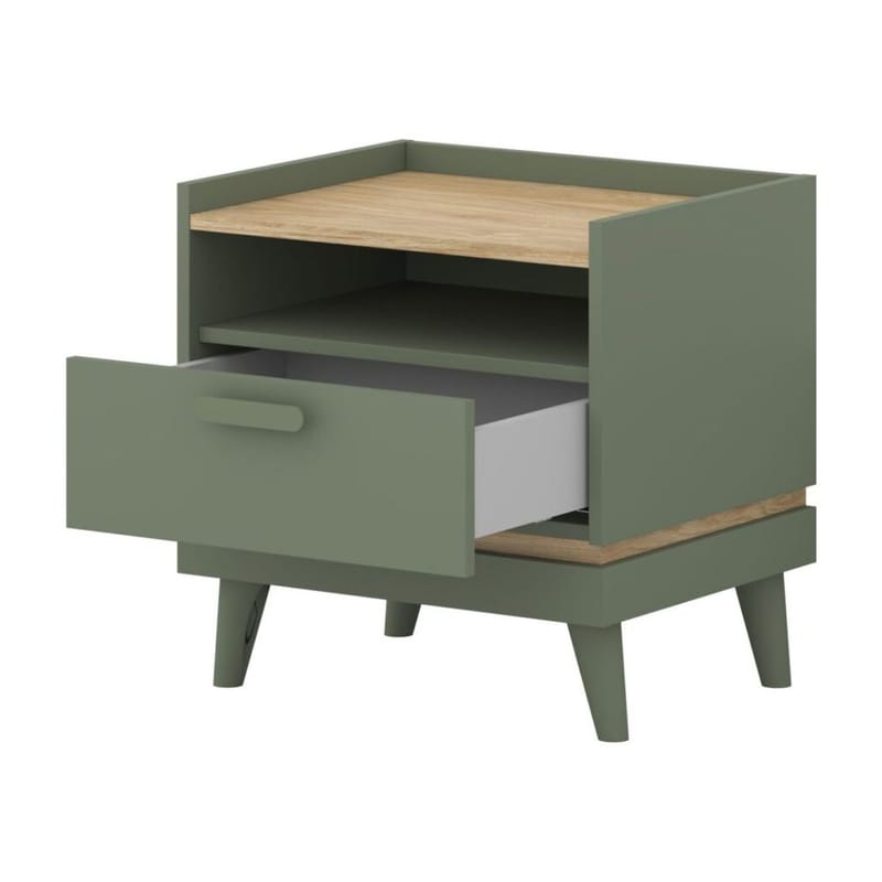 Yöpöytä Scandi 1 laatikko - Haalistunut vihreä - öljytty tammi - Huonekalut - Pöytä & ruokailuryhmä - Apupöytä & sivupöytä - Yöpöytä