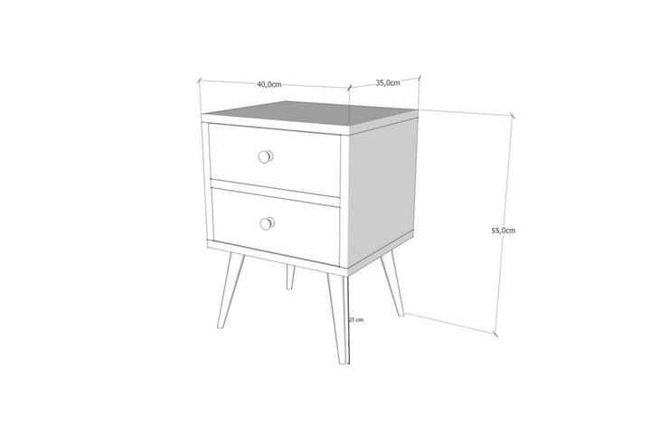 Yöpöytä Scharver 40 cm - Valkoinen/Pähkinä - Yöpöytä