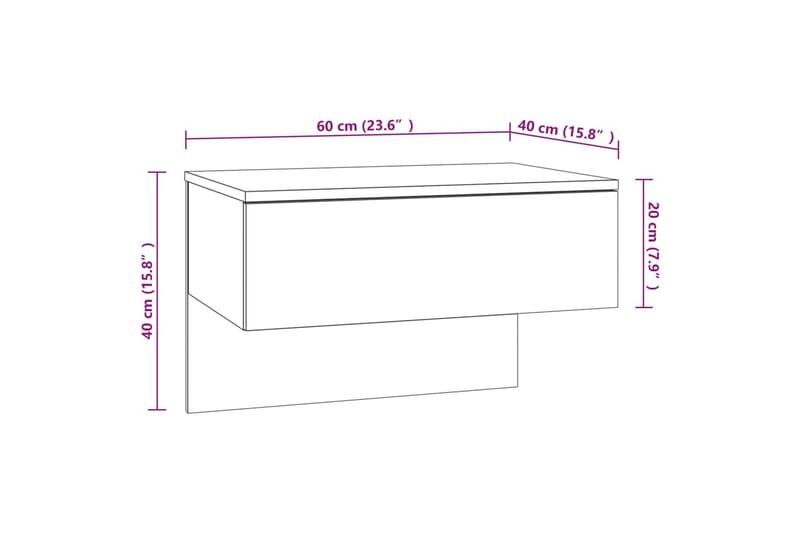 Seinäkiinnitettävät yöpöydät 2 kpl harmaa Sonoma - Harmaa - Yöpöytä