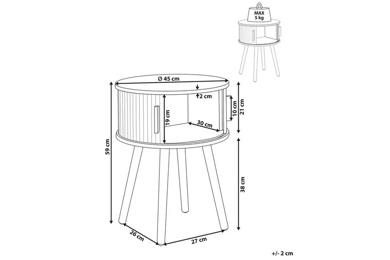 Yöpöytä Selah 45x45x59 cm - 45x45x59 cm - Huonekalut - Pöytä & ruokailuryhmä - Apupöytä & sivupöytä - Yöpöytä