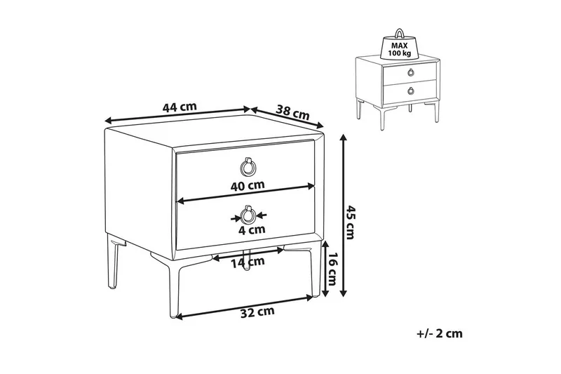Yöpöytä Sezanne Beige, harmaa, musta - Beige, harmaa, musta - Huonekalut - Pöytä & ruokailuryhmä - Apupöytä & sivupöytä - Yöpöytä