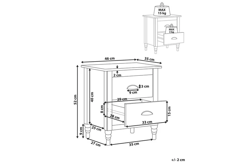 Yöpöytä Shillington Valkoinen, hopea - Valkoinen, hopea - Huonekalut - Pöytä & ruokailuryhmä - Apupöytä & sivupöytä - Yöpöytä