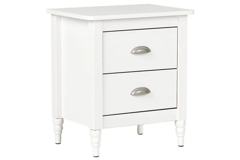 Yöpöytä Shillington Valkoinen, hopea, Valkoinen, hopea