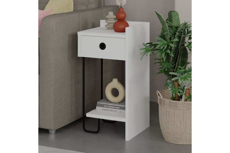 Sirius Sängynsivupöytä 32x30 cm Valkoinen - Hanah Home - Huonekalut - Pöytä & ruokailuryhmä - Apupöytä & sivupöytä - Yöpöytä