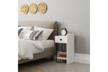 Sirius Sängynsivupöytä 32x30 cm Valkoinen - Hanah Home - Huonekalut - Pöytä & ruokailuryhmä - Apupöytä & sivupöytä - Yöpöytä