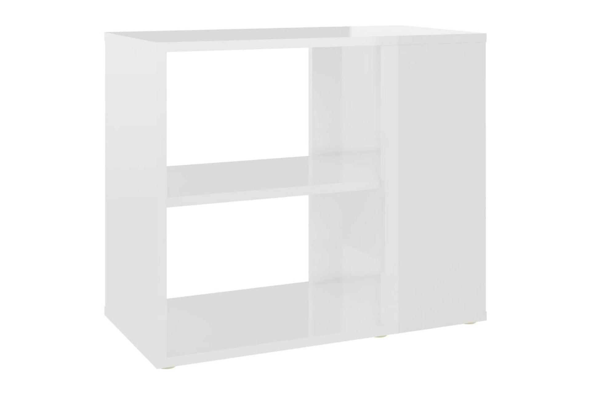 Sivukaappi korkeakiilto valkoinen 60x30x50 cm lastulevy - Huonekalut - Pöytä & ruokailuryhmä - Apupöytä & sivupöytä - Yöpöytä