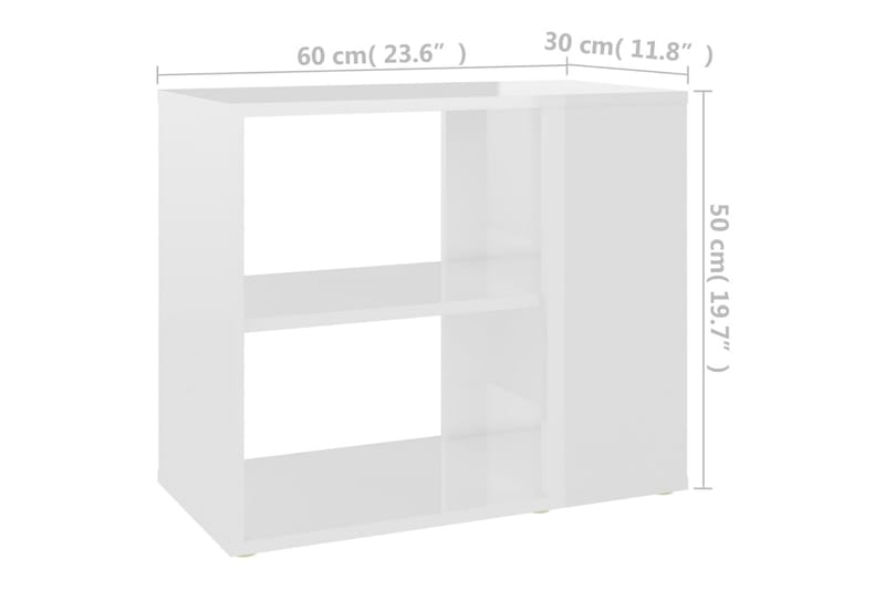 Sivukaappi korkeakiilto valkoinen 60x30x50 cm lastulevy - Huonekalut - Pöytä & ruokailuryhmä - Apupöytä & sivupöytä - Yöpöytä