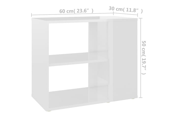 Sivukaappi korkeakiilto valkoinen 60x30x50 cm lastulevy - Yöpöytä
