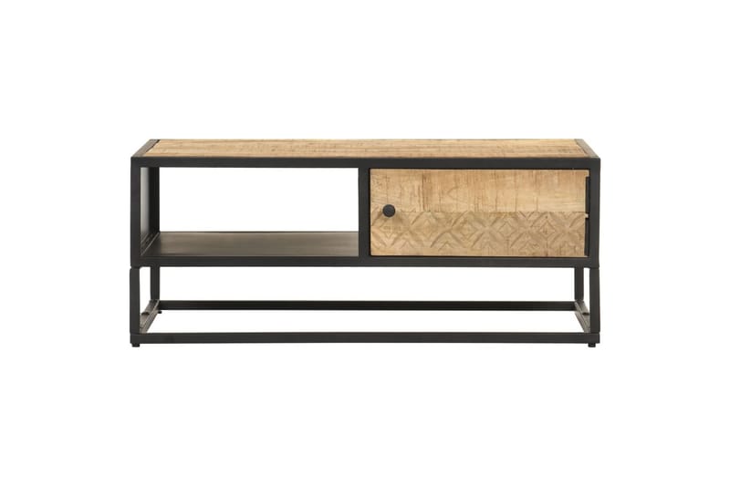 Sohvapöytä kaiverretulla ovella 90x55x36 cm karkea mangopuu - Ruskea - Huonekalut - Pöytä & ruokailuryhmä - Apupöytä & sivupöytä - Yöpöytä