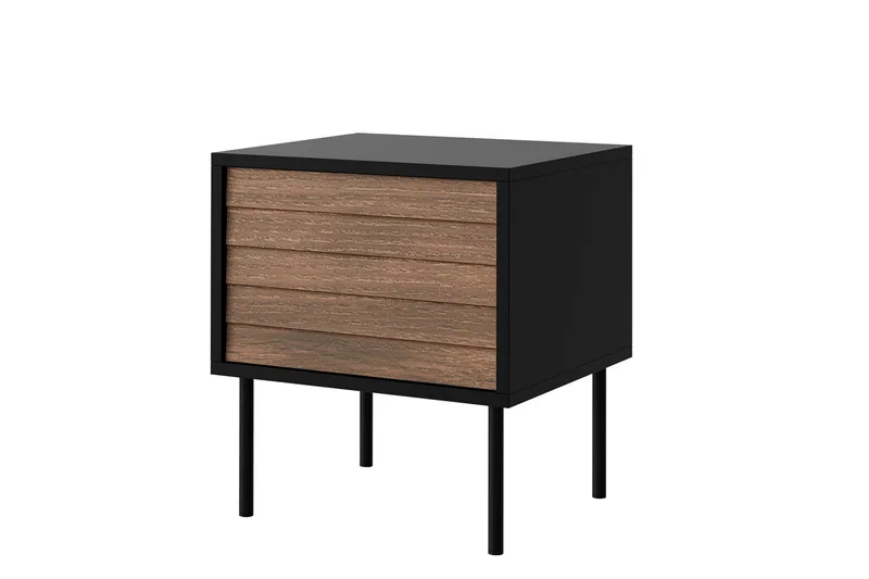 Yöpöytä Soublet 45 cm, Musta/Pähkinäpuu