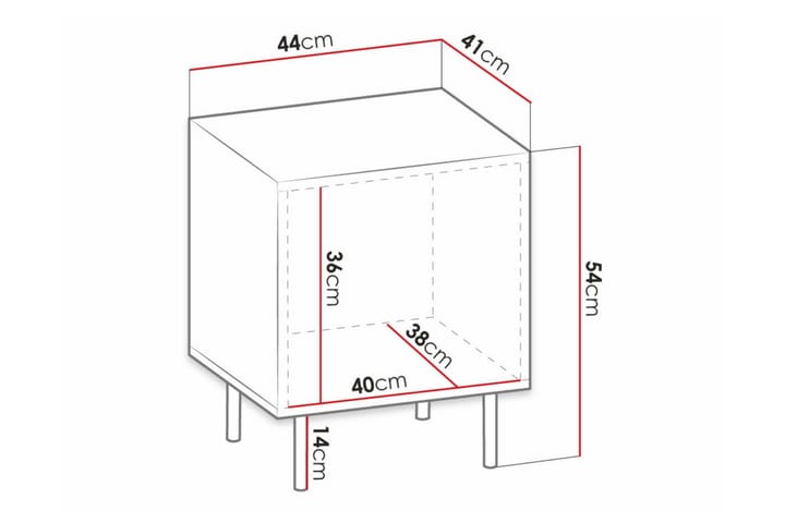 Yöpöytä Strontian 44 cm - Valkoinen - Yöpöytä
