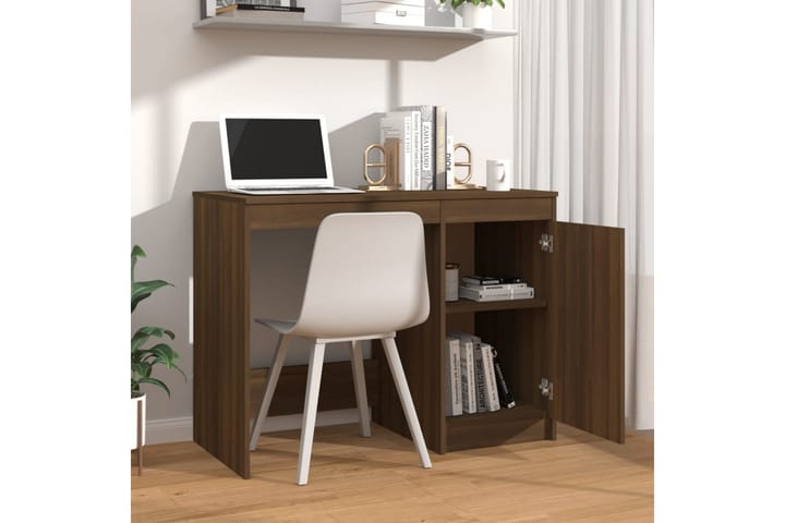 Työpöytä ruskea tammi 100x50x76 cm tekninen puu - Ruskea - Yöpöytä
