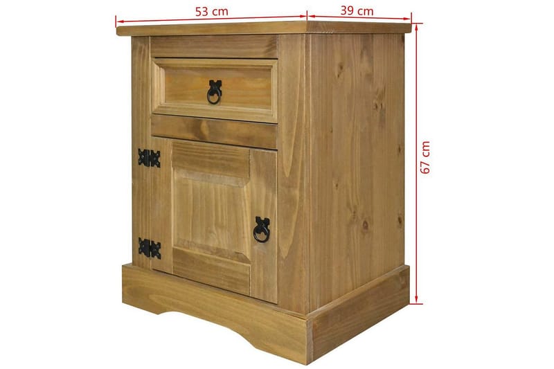 Vaatekaappi Meksikon mänty Corona Range 53x39x67 cm - Ruskea - Huonekalut - Pöytä & ruokailuryhmä - Apupöytä & sivupöytä - Yöpöytä