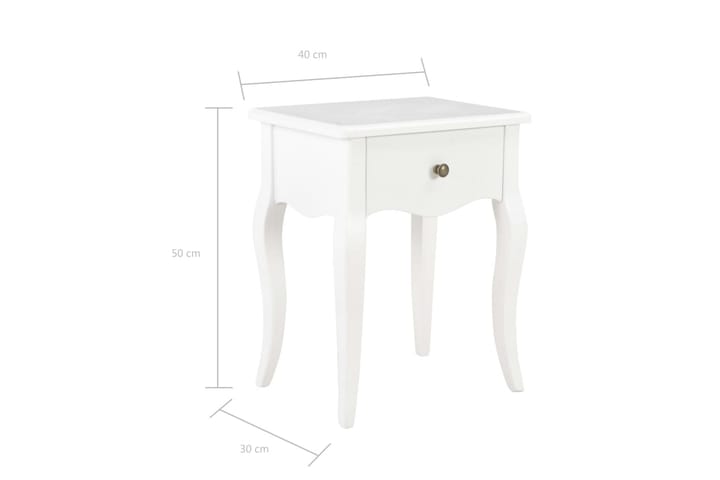 Yöpöytä valkoinen 40x30x50 cm mäntypuu - Valkoinen - Yöpöytä