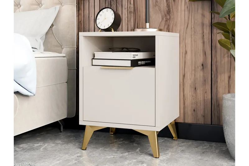 Yöpöytä Vemdalen 44 cm - Hiekkabeige - Huonekalut - Pöytä & ruokailuryhmä - Apupöytä & sivupöytä - Yöpöytä