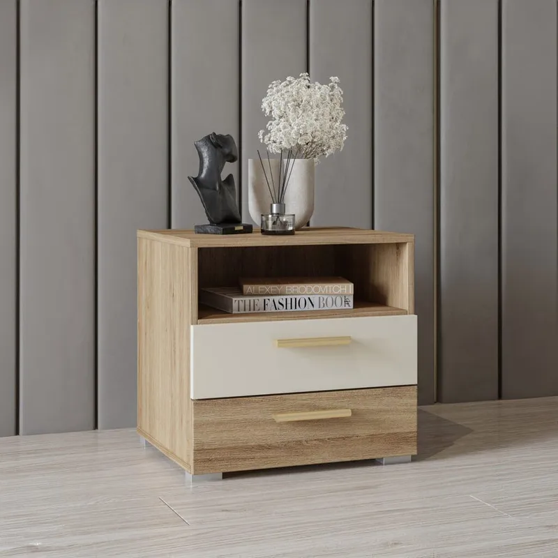 Yöpöytä Vertina 2 laatikolla - Huonekalut - Pöytä & ruokailuryhmä - Apupöytä & sivupöytä - Yöpöytä