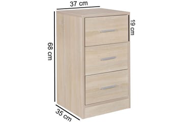 Yöpöytä Wohnling jenkkisängylle, 68 cm korkea ja 3 laatikkoa modernissa ilmeessä Sonoma - Sonoma - Huonekalut - Pöytä & ruokailuryhmä - Apupöytä & sivupöytä - Yöpöytä