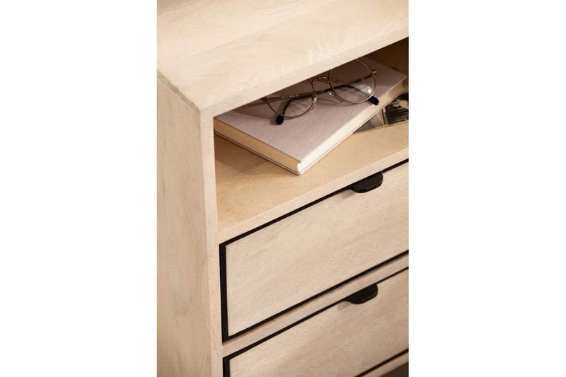 Yöpöytä Wohnling Kiinteä mangopuu, kaksi laatikkoa, säilytyslokero - Huonekalut - Pöytä & ruokailuryhmä - Apupöytä & sivupöytä - Yöpöytä