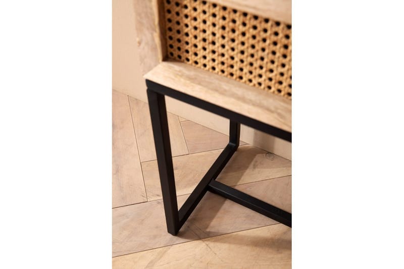 Yöpöytä Wohnling Kiinteä mangopuu, laatikko ja wieniläinen rottinkityö teollisessa ilmeessä - Huonekalut - Pöytä & ruokailuryhmä - Apupöytä & sivupöytä - Yöpöytä