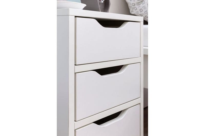 Yöpöytä Wohnling kolmella laatikolla, yksinkertainen ja moderni suunnittelu jenkkisänkyyn Valkoinen - Valkoinen - Huonekalut - Pöytä & ruokailuryhmä - Apupöytä & sivupöytä - Yöpöytä