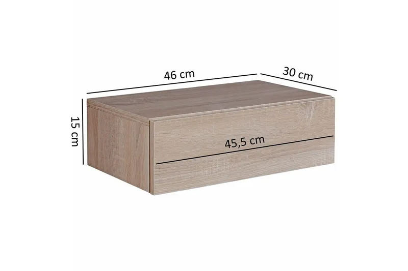 Yöpöytä Wohnling laatikkolla seinäasennukseen, leijuva vaikutelma Sonoma - Sonoma - Huonekalut - Pöytä & ruokailuryhmä - Apupöytä & sivupöytä - Yöpöytä