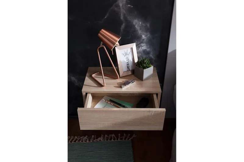 Yöpöytä Wohnling laatikkolla seinäasennukseen, leijuva vaikutelma Sonoma - Sonoma - Huonekalut - Pöytä & ruokailuryhmä - Apupöytä & sivupöytä - Yöpöytä