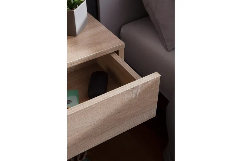 Yöpöytä Wohnling laatikkolla seinäasennukseen, leijuva vaikutelma Sonoma - Sonoma - Huonekalut - Pöytä & ruokailuryhmä - Apupöytä & sivupöytä - Yöpöytä