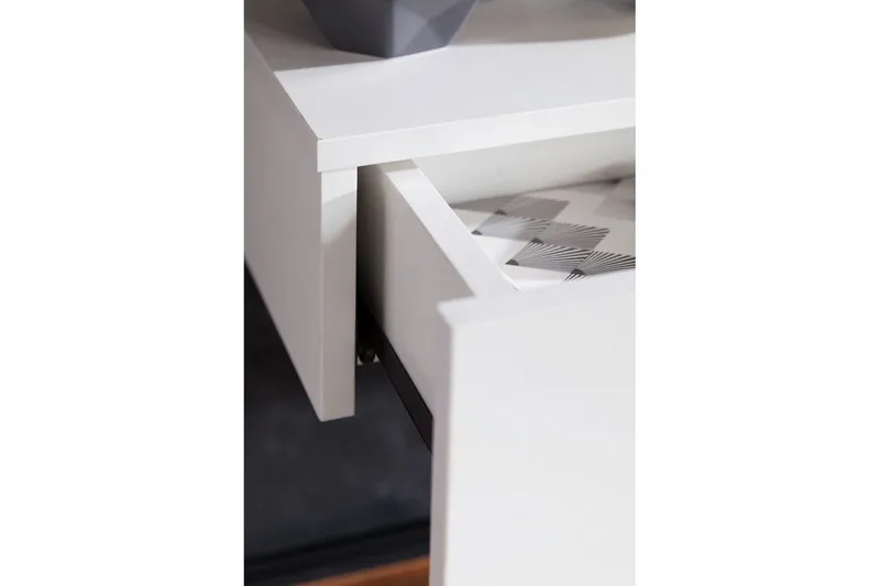 Yöpöytä Wohnling laatikkolla seinäasennukseen, leijuva vaikutelma Valkoinen - Valkoinen - Huonekalut - Pöytä & ruokailuryhmä - Apupöytä & sivupöytä - Yöpöytä