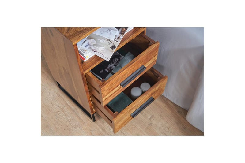 Yöpöytä Wohnling Massiivipuu jenkkisänkyihin 2 laatikolla säilytyshylly maalaistalo - Huonekalut - Pöytä & ruokailuryhmä - Apupöytä & sivupöytä - Yöpöytä