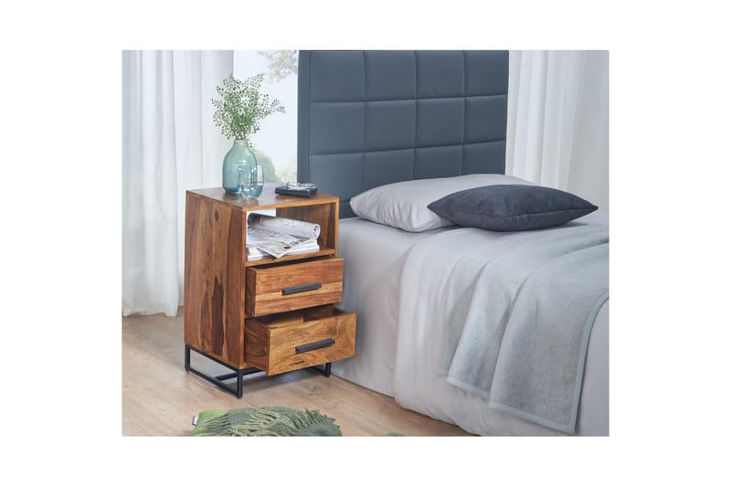 Yöpöytä Wohnling Massiivipuu jenkkisänkyihin 2 laatikolla säilytyshylly maalaistalo - Huonekalut - Pöytä & ruokailuryhmä - Apupöytä & sivupöytä - Yöpöytä