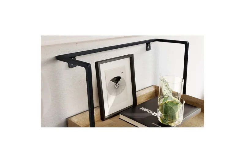 Yöpöytä Wohnling seinäasennukseen, valmistettu massiivisesta mangopuusta, 1 laatikko, teollistyylinen hylly Vaaleanruskea - Vaaleanruskea - Huonekalut - Pöytä & ruokailuryhmä - Apupöytä & sivupöytä - Yöpöytä