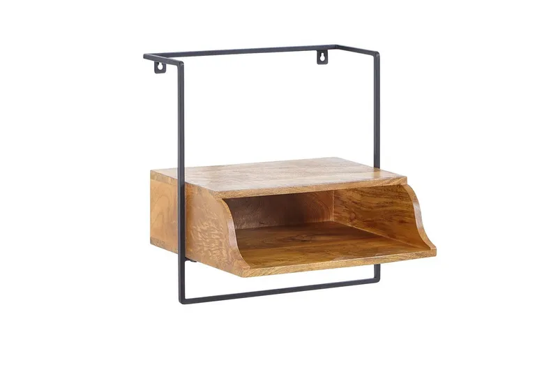 Yöpöytä Wohnling Seinälle kiinnitettävä konsoli, joka on valmistettu mangopuusta, hylly teollistyylinen, undefined