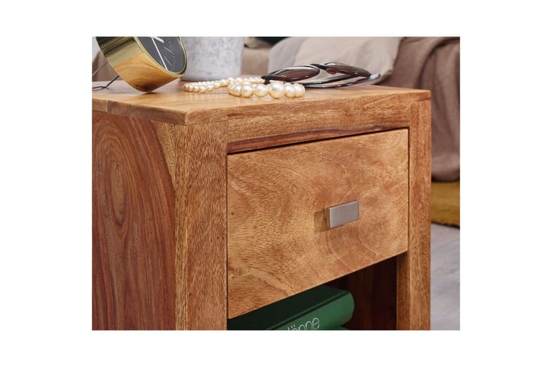 Yöpöytä Wohnling Täyspuuta, laatikolla, hylly, maalaismainen - Huonekalut - Pöytä & ruokailuryhmä - Apupöytä & sivupöytä - Yöpöytä