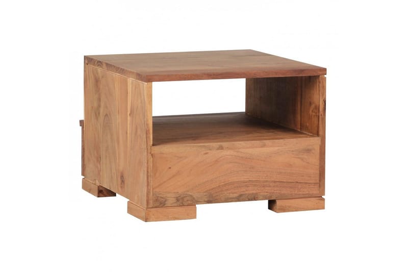 Yöpöytä Wohnling Täyttä puuta laatikolla ja hyllyllä matalassa muotoilussa maalaistyyliä Akaasia - Akaasia - Huonekalut - Pöytä & ruokailuryhmä - Apupöytä & sivupöytä - Yöpöytä