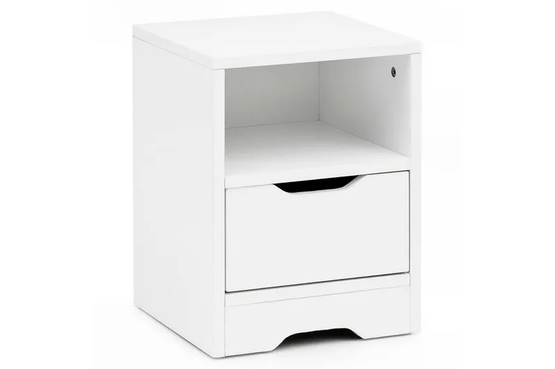 Yöpöytä Wohnling Valkoinen, jossa 1 laatikko, yksinkertainen moderni muotoilu ja hylly, undefined