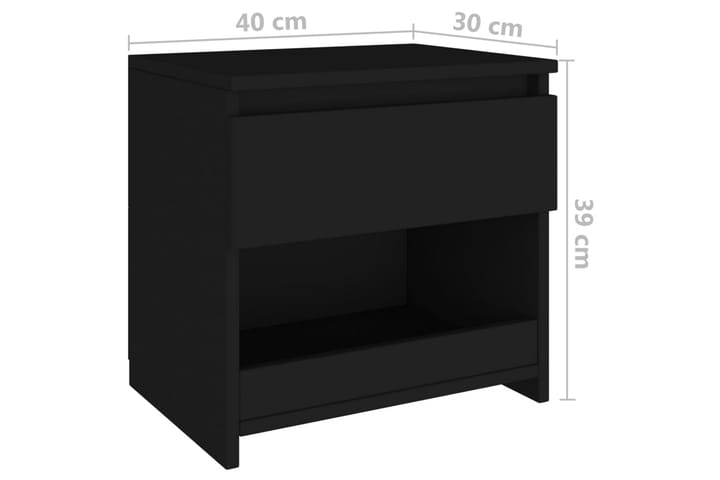 Yöpöydät 2 kpl 40x30x39 cm - Musta - Yöpöytä
