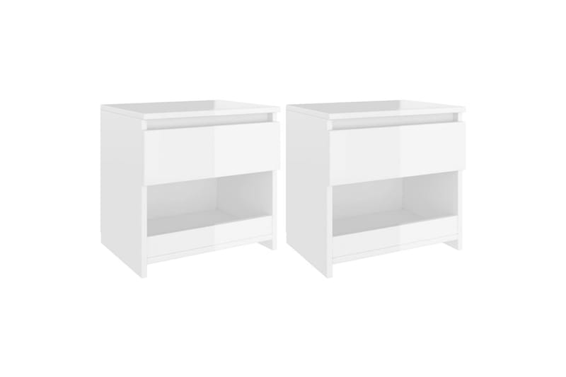 Yöpöydät 2 kpl 40x30x39 cm - Valkoinen Korkeakiilto - Huonekalut - Pöytä & ruokailuryhmä - Apupöytä & sivupöytä - Yöpöytä