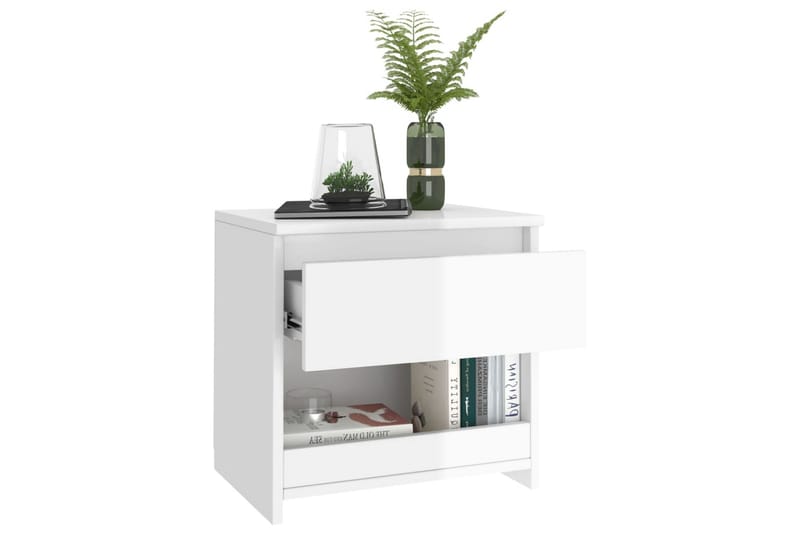 Yöpöydät 2 kpl 40x30x39 cm - Valkoinen Korkeakiilto - Huonekalut - Pöytä & ruokailuryhmä - Apupöytä & sivupöytä - Yöpöytä