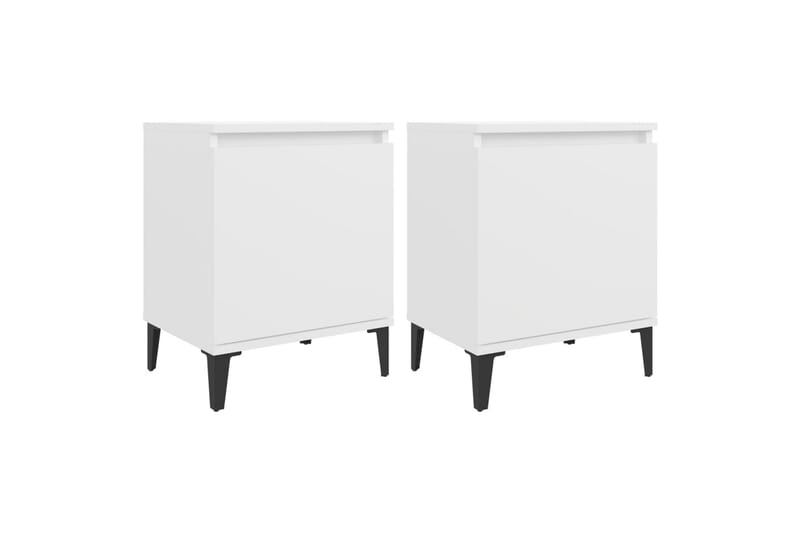Yöpöydät 2 kpl 40x30x50 cm Metallijalat - Valkoinen - Huonekalut - Pöytä & ruokailuryhmä - Apupöytä & sivupöytä - Yöpöytä