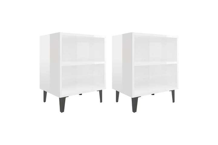 Yöpöydät 2 kpl 40x30x50 cm Metallijalat - Valkoinen - Yöpöytä