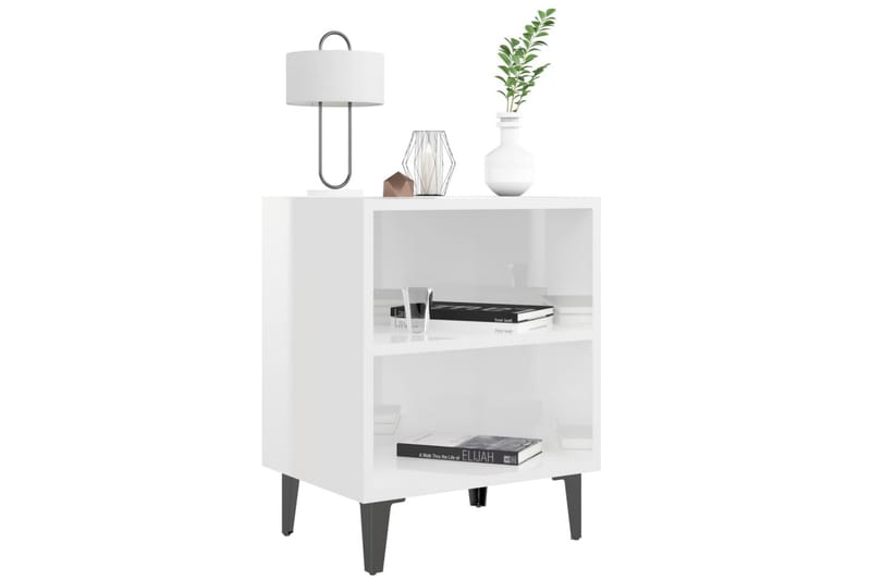 Yöpöydät 2 kpl 40x30x50 cm Metallijalat - Valkoinen - Huonekalut - Pöytä & ruokailuryhmä - Apupöytä & sivupöytä - Yöpöytä