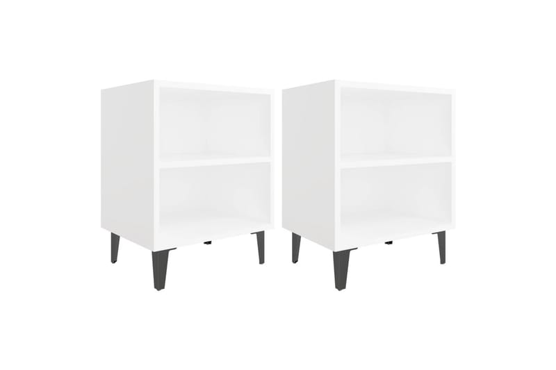 Yöpöydät 2 kpl 40x30x50 cm Metallijalat - Valkoinen - Huonekalut - Pöytä & ruokailuryhmä - Apupöytä & sivupöytä - Yöpöytä